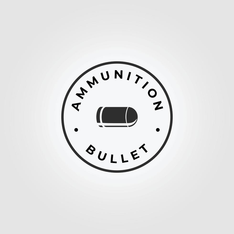 Minimalist Emblem Bullet Logo Vintage Vector Outline Ammo Ammunition Illustration Design