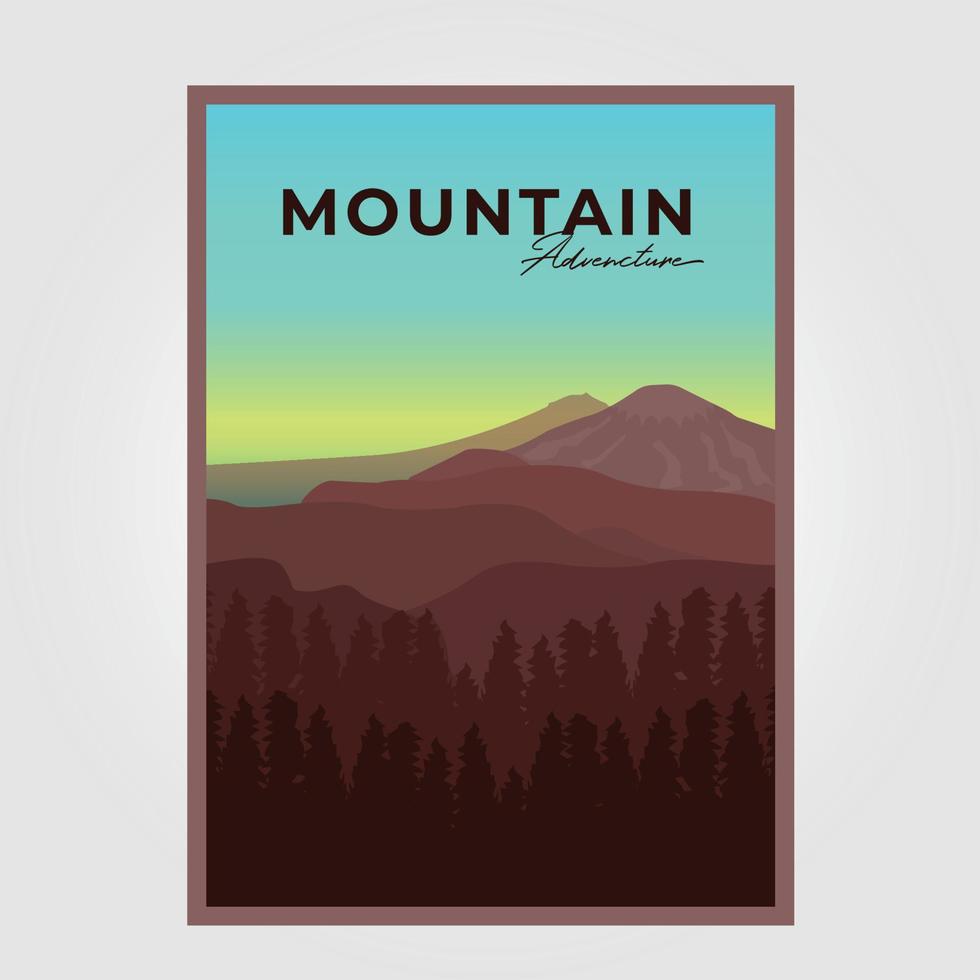 Illustration Poster Mountain Adventure Background Vector Design