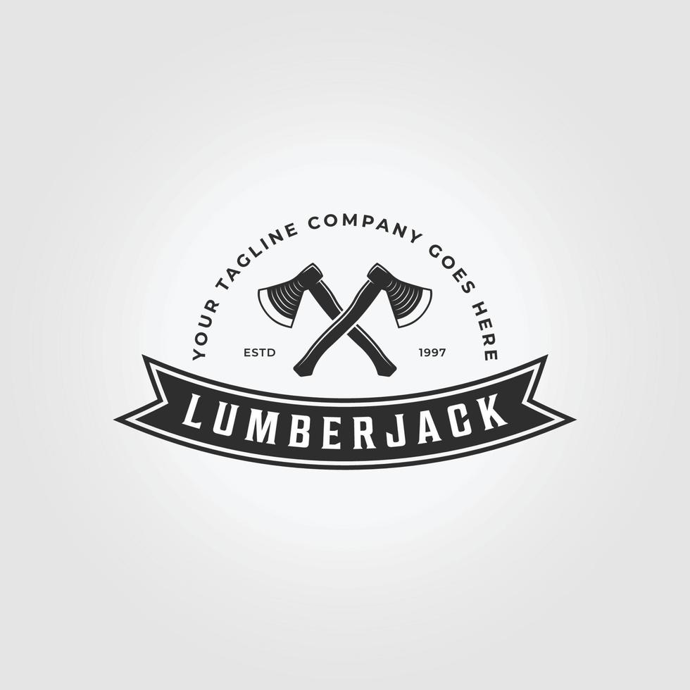 Minimalist Modern Ax Lumberjack Logo Icon Vintage Vector Illustration Design