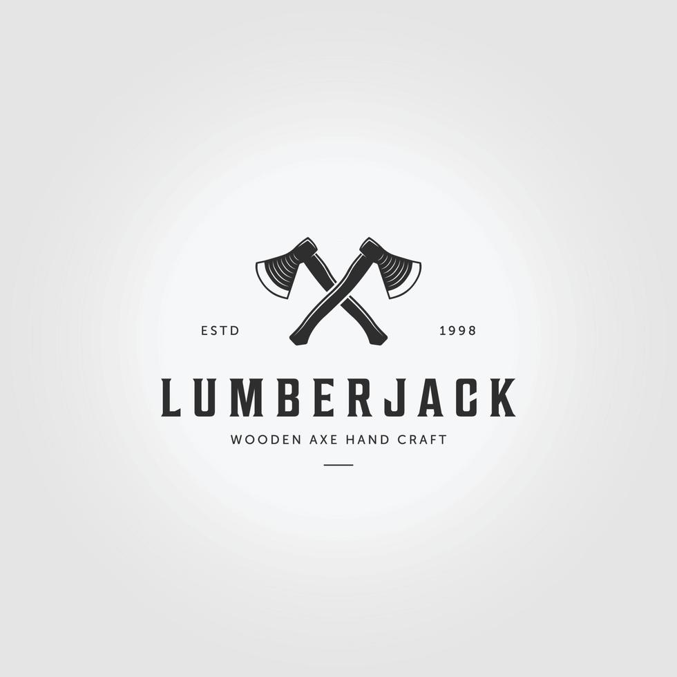 Hatchet Lumberjack Logo Vintage Vector Illustration Design Icon