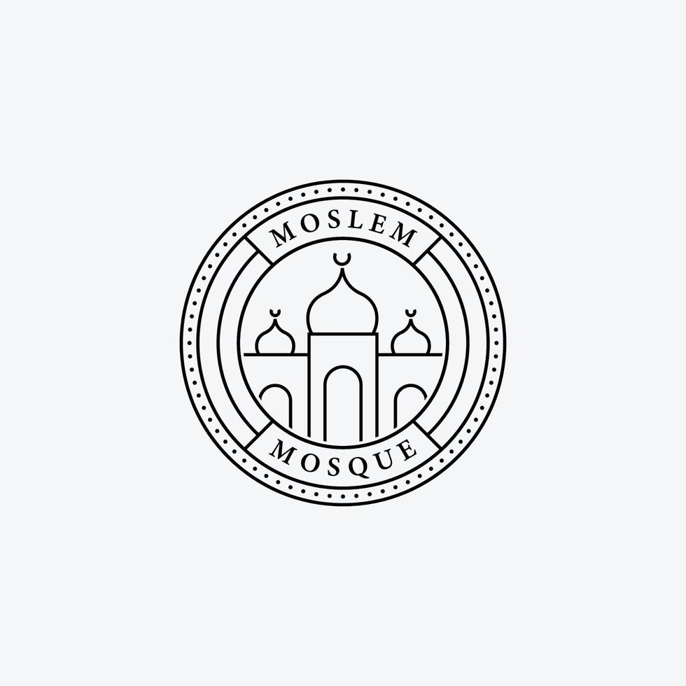 emblema mínimo de la mezquita ramadan kareem logotipo de arte de línea vectorial, diseño de ilustración del concepto musulmán mubarak vector