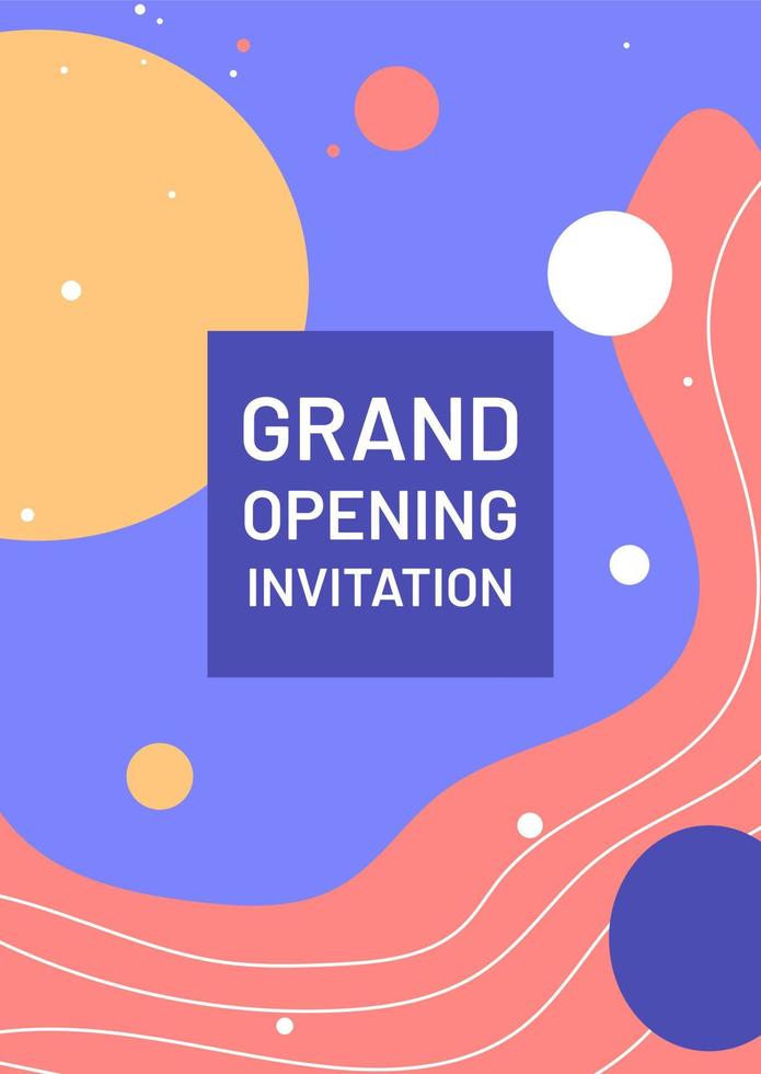 Grand opening occasion postcard with linear glyph icon. Greeting card with decorative vector design. Simple style poster with creative lineart illustration. Flyer with holiday wish