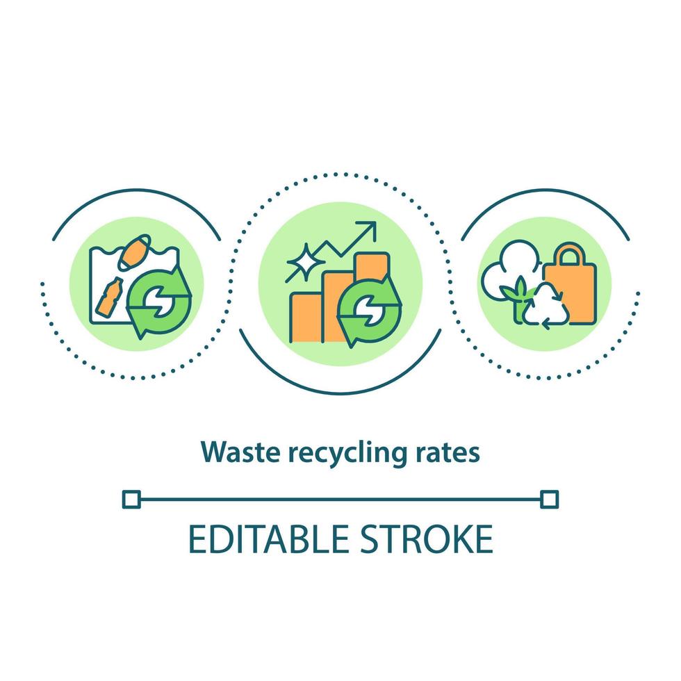 Waste recycling rates concept icon. Resource-saving activities. Environmental conservation abstract idea thin line illustration. Vector isolated outline color drawing. Editable stroke