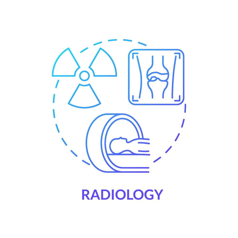 icono de concepto de gradiente azul de radiología. servicios de clínica de artritis idea abstracta ilustración de línea delgada. rayos x y densitometría. diagnóstico de artritis. dibujo de color de contorno aislado vectorial vector