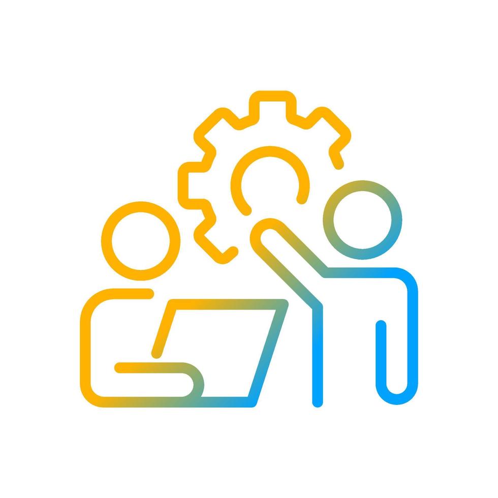 Collaboration gradient linear vector icon. Group cooperation to work on project development. Coworking. Thin line color symbol. Modern style pictogram. Vector isolated outline drawing
