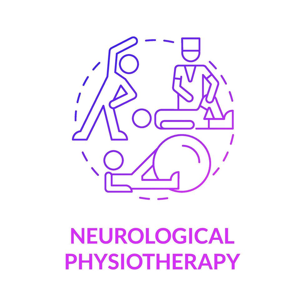 Neuro musculoskeletal physiotherapy gradient purple concept icon. Physical rehabilitation. Therapist treatment abstract idea thin line illustration. Vector isolated outline color drawing