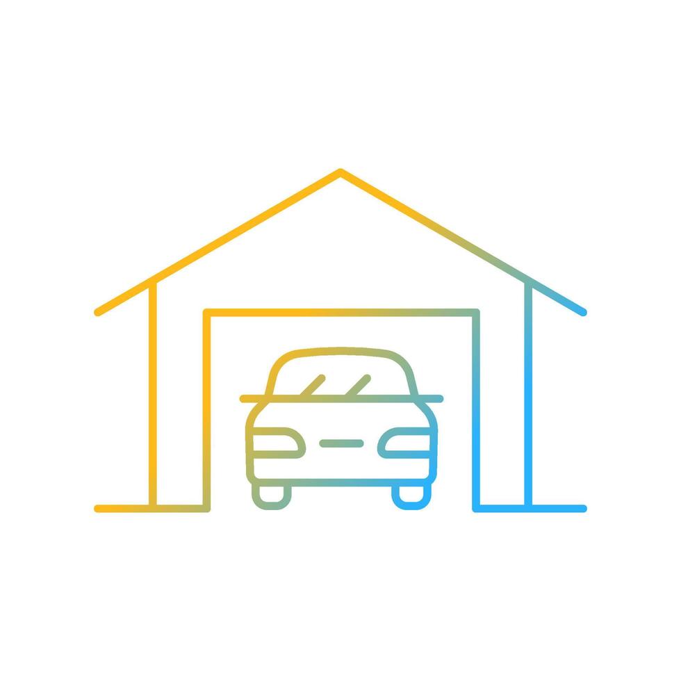 Parking space nearby gradient linear vector icon. Residential garage. Accessible space for vehicles. Garaging standards. Thin line color symbol. Modern style pictogram. Vector isolated outline drawing