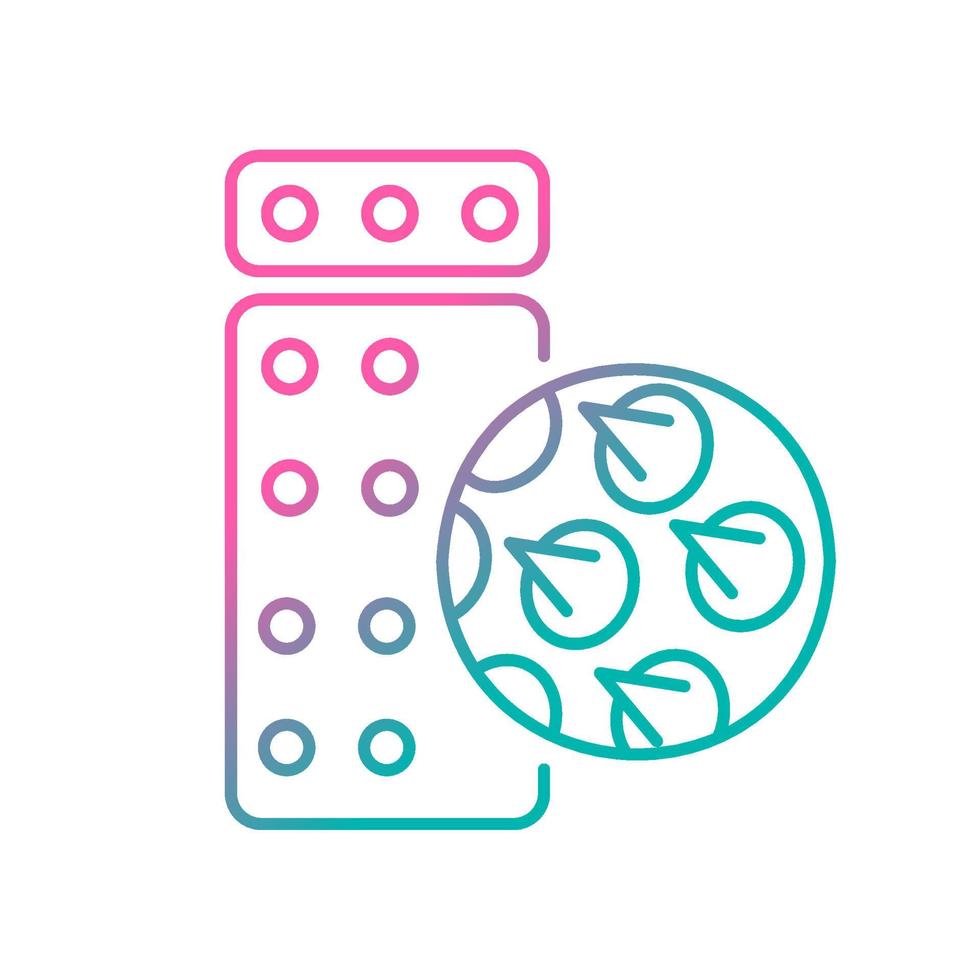 Acupressure massage mat and pillow gradient linear vector icon. Needle stimulation pad. Health and body care. Thin line color symbol. Modern style pictogram. Vector isolated outline drawing