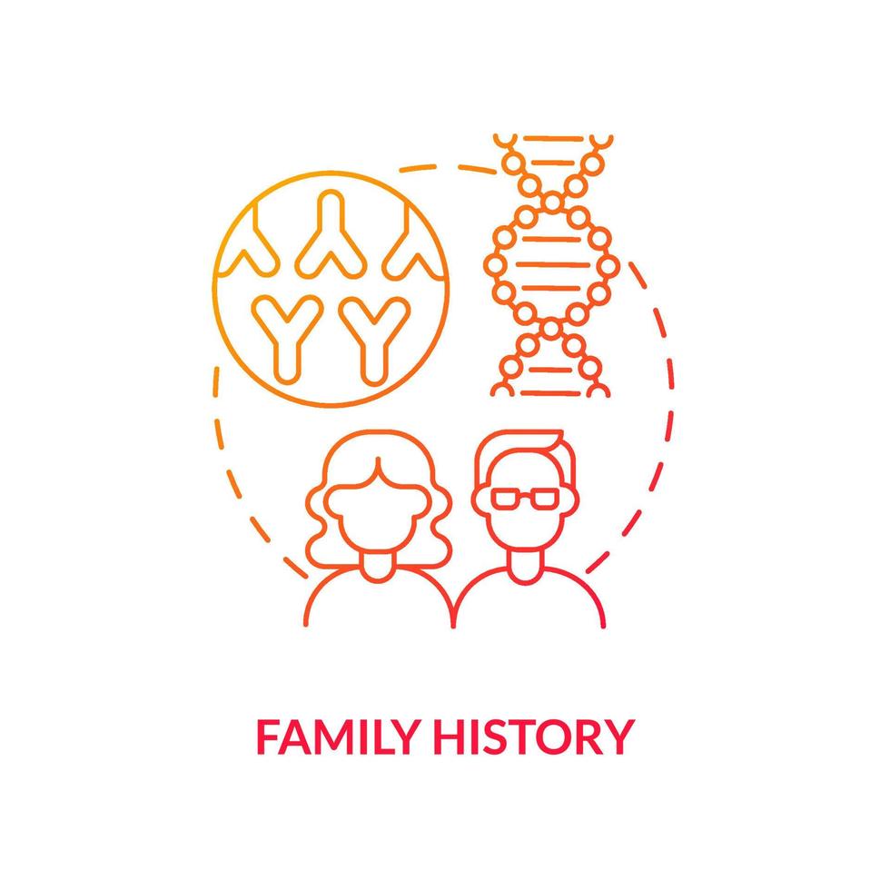 Family history red gradient concept icon. Arthritis risk factor abstract idea thin line illustration. Genetic disease. Inherited illness. Pain in knee. Vector isolated outline color drawing