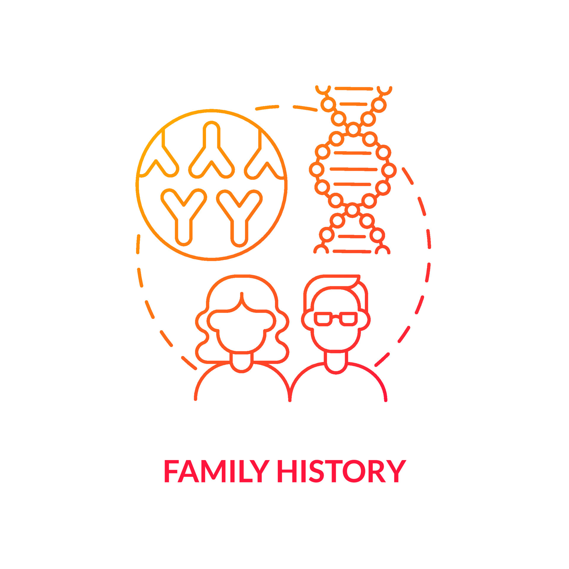 Family history red gradient concept icon. Arthritis risk factor