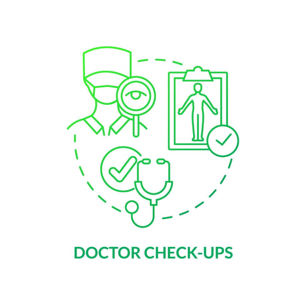 Doctor check ups green gradient concept icon. Risk of arthritis reduction abstract idea thin line illustration. Physical examination. Medical inspection. Vector isolated outline color drawing