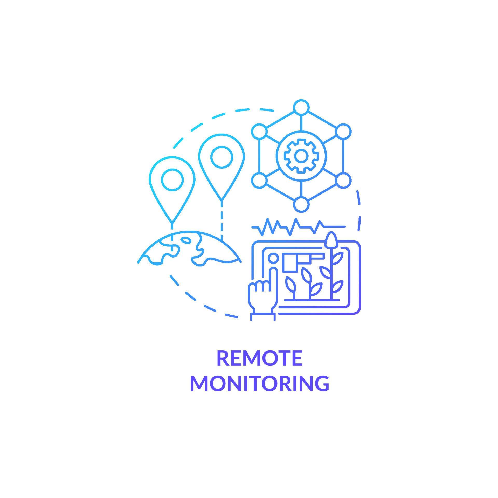 Remote monitoring blue gradient concept icon. Controlling moisture ...