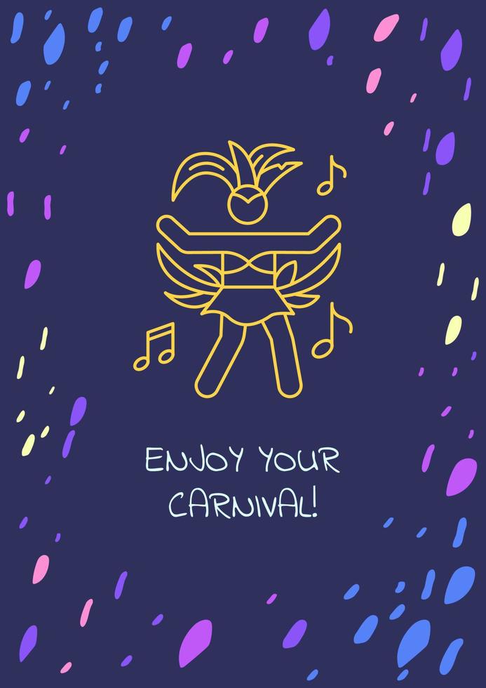 Enjoy brazilian festival postcard with linear glyph icon. Greeting card with decorative vector design. Simple style poster with creative lineart illustration. Flyer with holiday wish