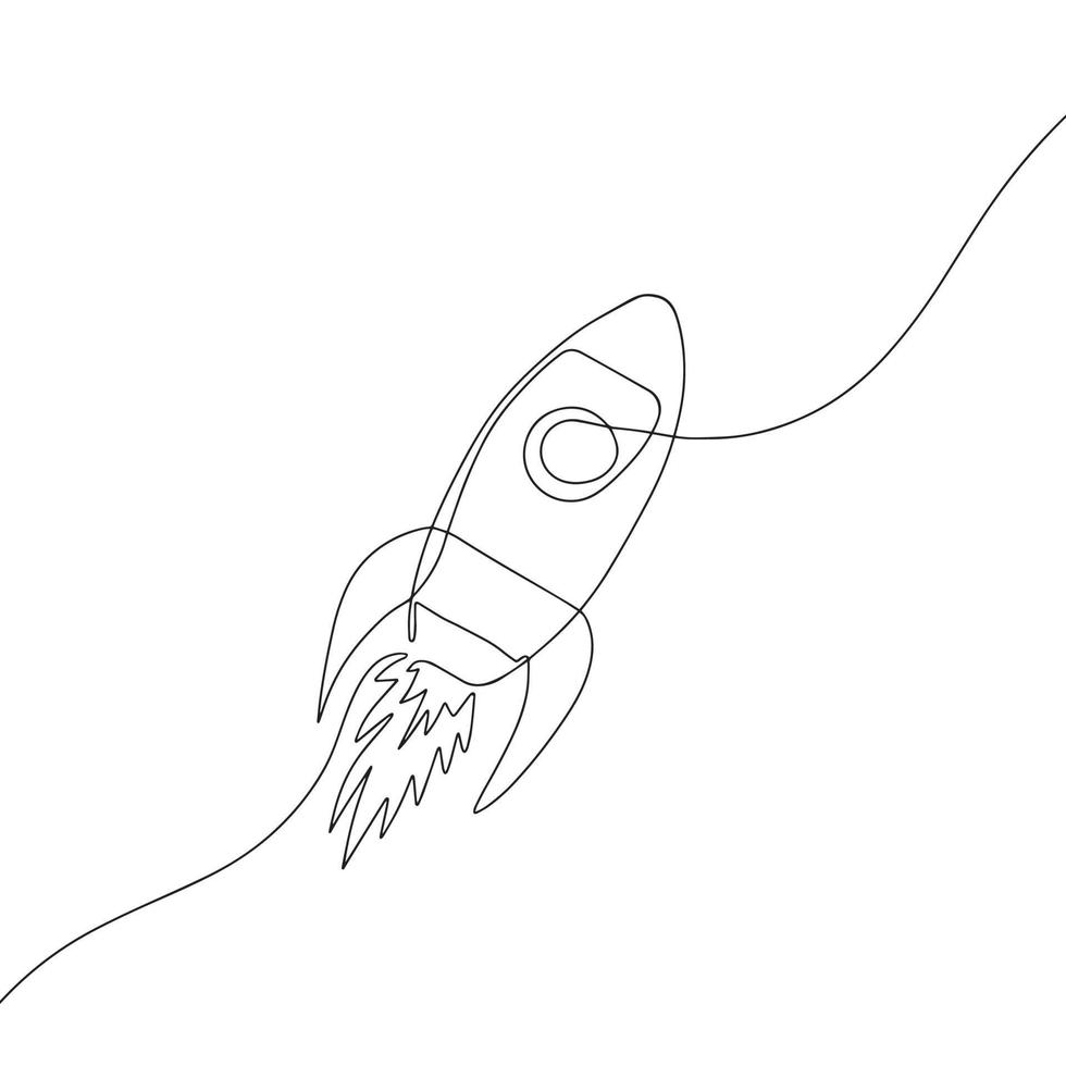 Rocket. Hand-drawn illustration. Line art. vector