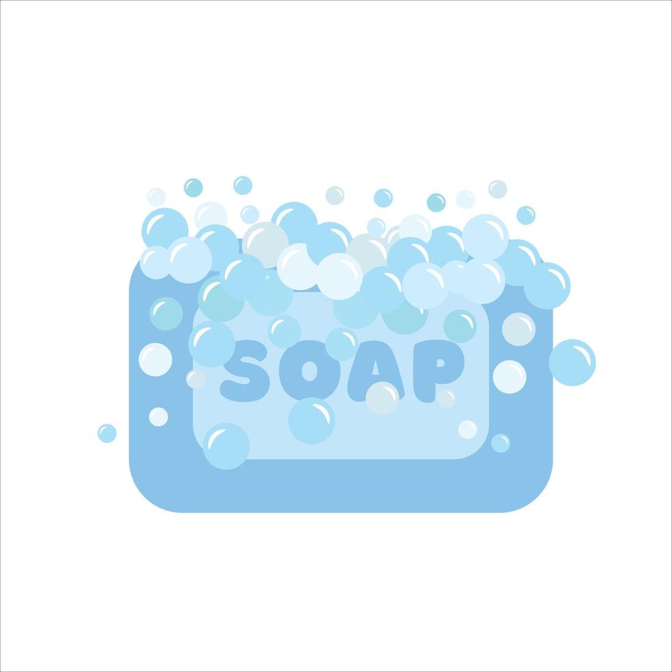 Bar of soap with foam isolated on white background vector