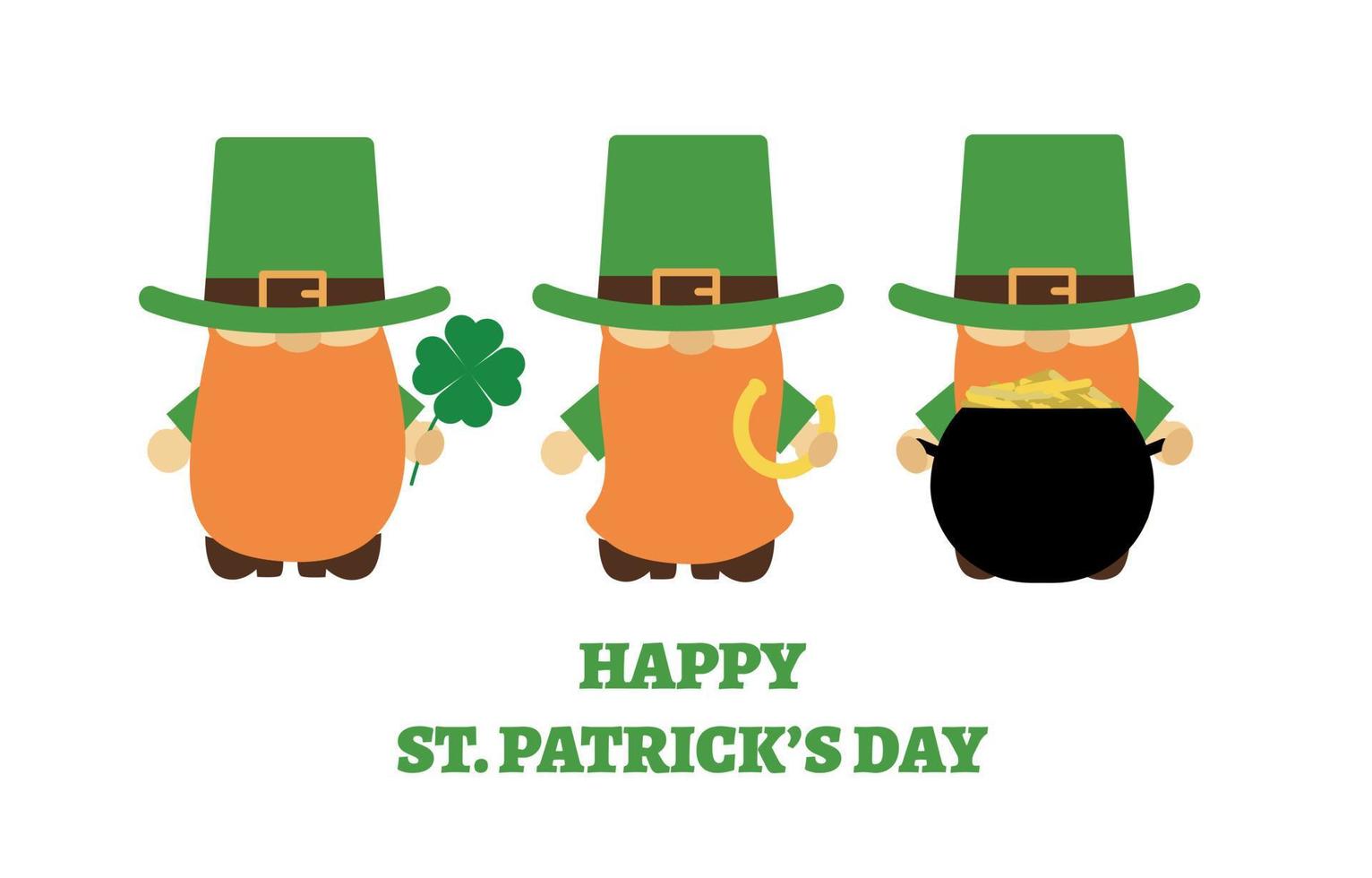 St. Patrick's Day Irish leprechauns with clover for good luck vector