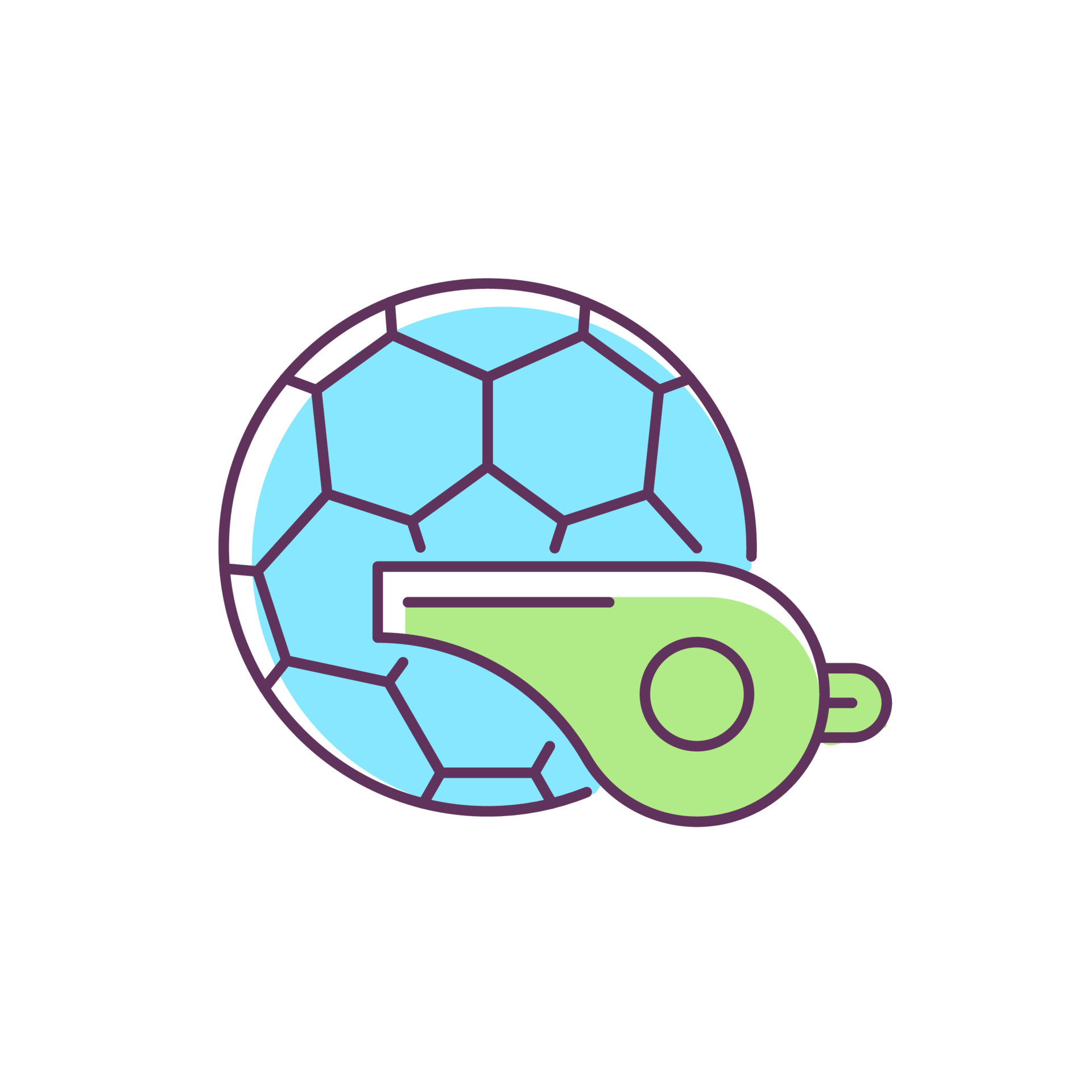 icono de color rgb de entrenamiento físico. balón de fútbol, silbato. actividades deportivas. estilo de vida saludable. clases de educación física en escuelas, universidades. ilustración vectorial aislada. dibujo lineal relleno simple 5848791 icono de color rgb de entrenamiento físico. balón de fútbol, silbato. actividades deportivas. estilo de vida saludable. clases de educación física en escuelas, universidades. ilustración vectorial aislada. dibujo lineal relleno simple 5848791