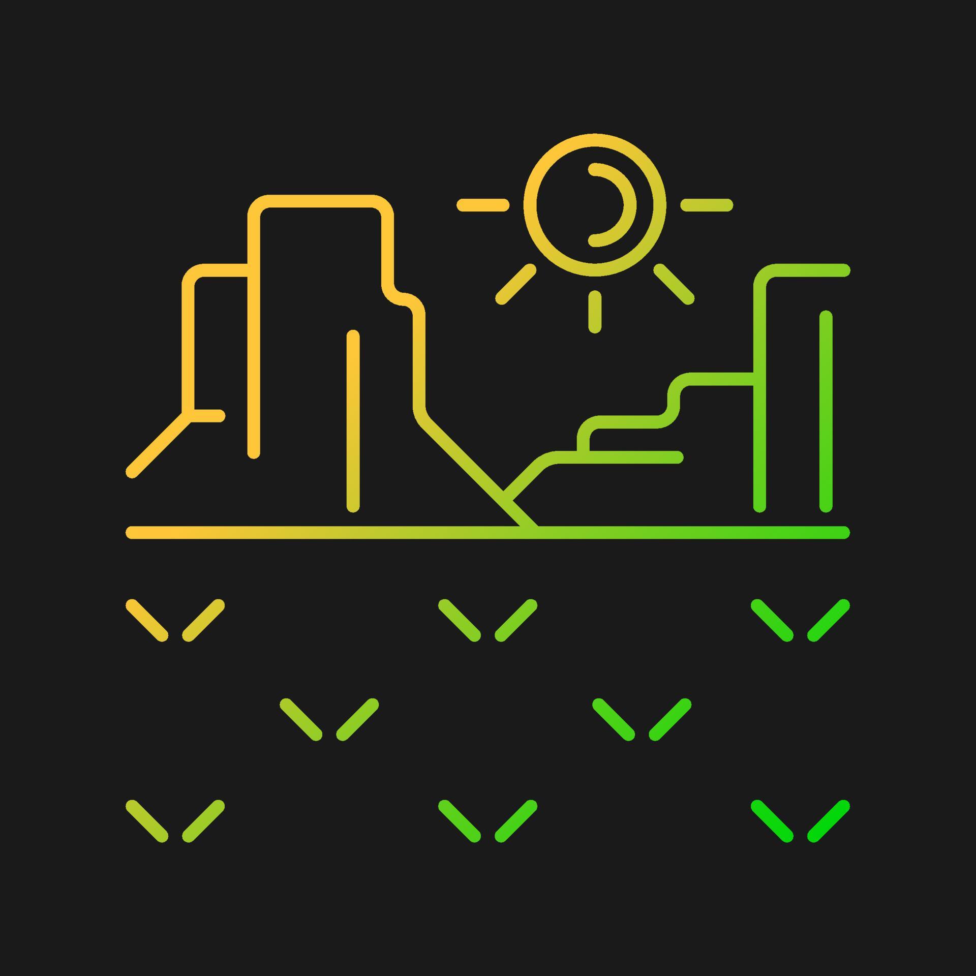 Plateau gradient vector icon for dark theme. Elevated flat terrain