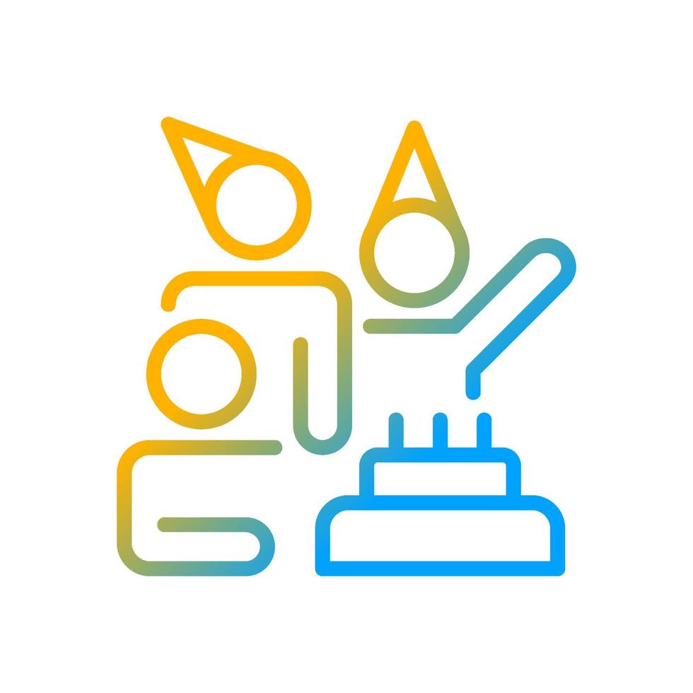 Time to celebrate gradient linear vector icon. Party with work team. Happy and fun anniversary celebration. Thin line color symbol. Modern style pictogram. Vector isolated outline drawing