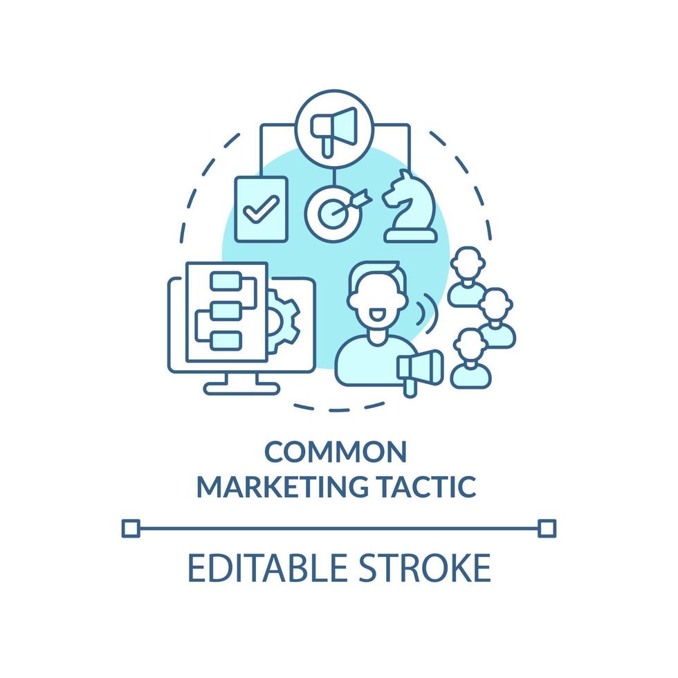 Common marketing tactic turquoise concept icon. Business partnership with influencers abstract idea thin line illustration. Isolated outline drawing. Editable stroke. Arial, Myriad Pro-Bold fonts used vector