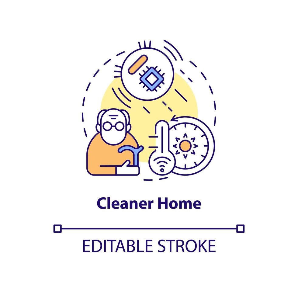 Cleaner home concept icon. Smart technology for senior abstract idea thin line illustration. Automatic robot for housework. Isolated outline drawing. Editable stroke. Arial, Myriad Pro-Bold fonts used vector