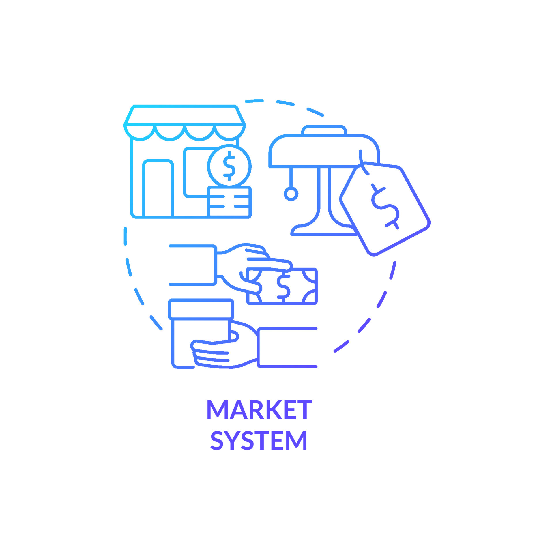 Market system blue gradient concept icon. Free enterprise. Supply and