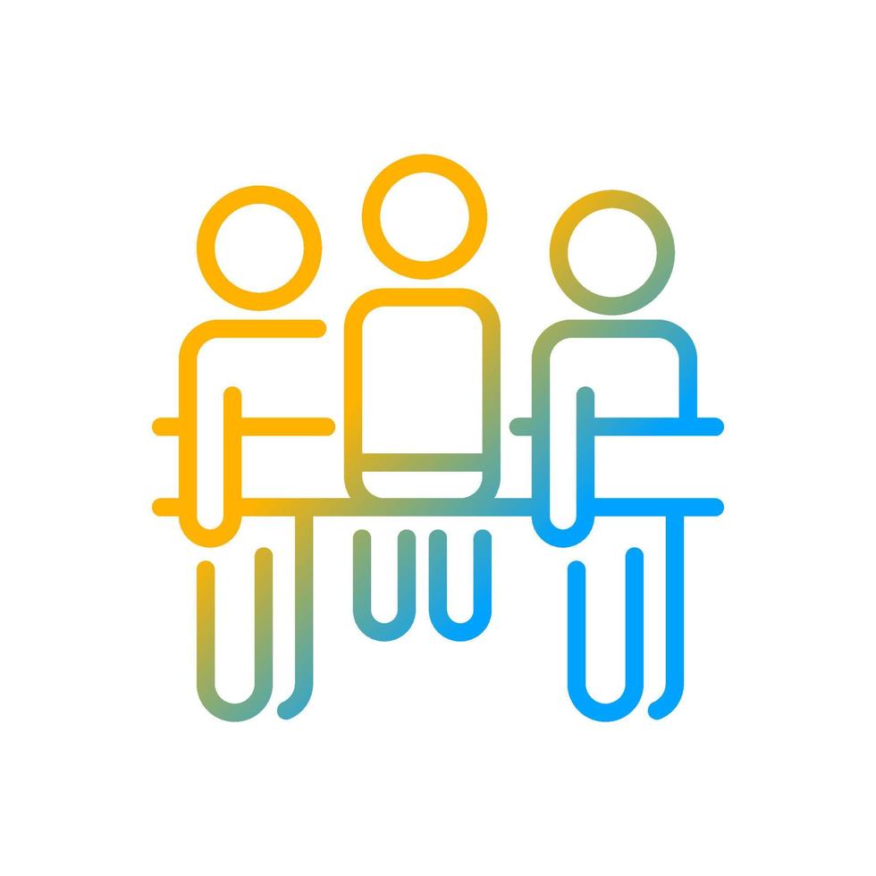 Social loafing gradient linear vector icon. Group responsibility. Collaborative process. People working together. Thin line color symbol. Modern style pictogram. Vector isolated outline drawing