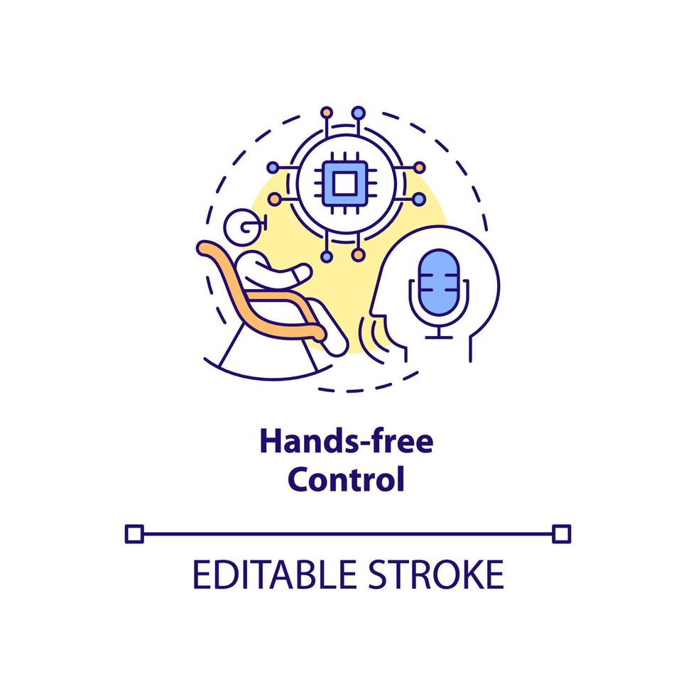 Hands-free control concept icon. Smart technology for elderly abstract idea thin line illustration. Touch free automation. Isolated outline drawing. Editable stroke. Arial, Myriad Pro-Bold fonts used vector