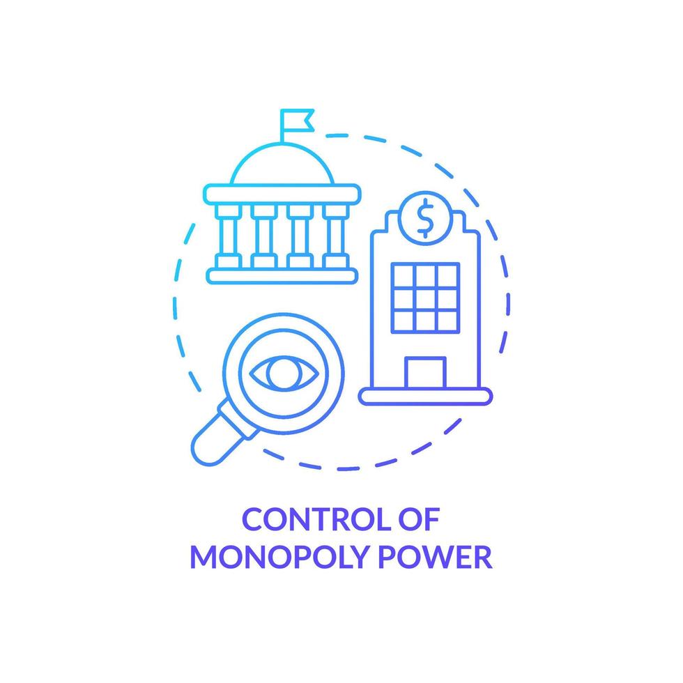 Control of monopoly power blue gradient concept icon. Legislative measures. Mixed economy features abstract idea thin line illustration. Isolated outline drawing. Myriad Pro-Bold fonts used vector