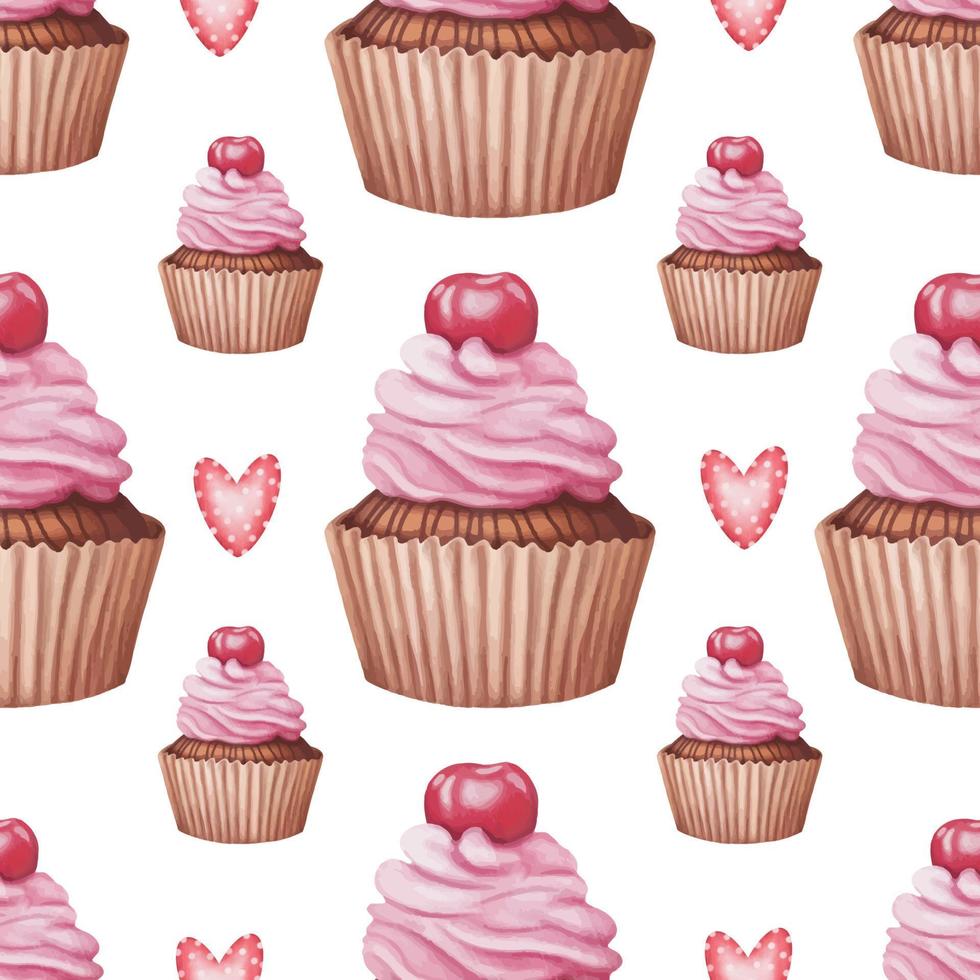 Seamless pattern of cute valentine elements. Hand drawn watercolor pattern isolated on white background vector