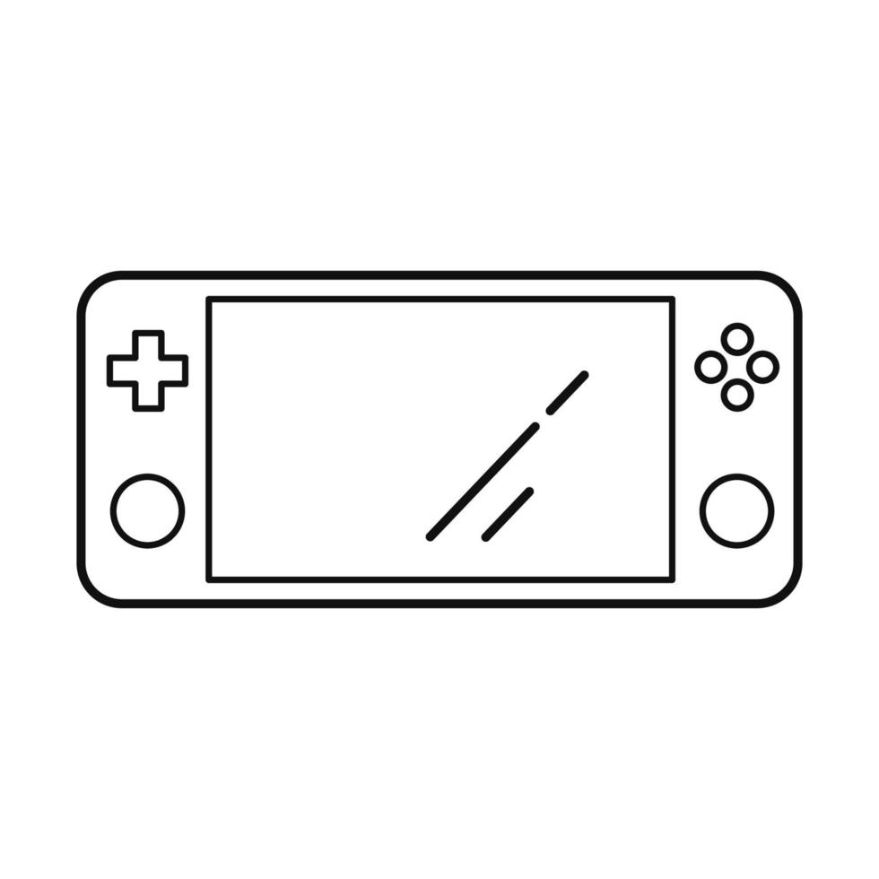 Portable video game console. Outline icon isolated on white background. Vector illustration