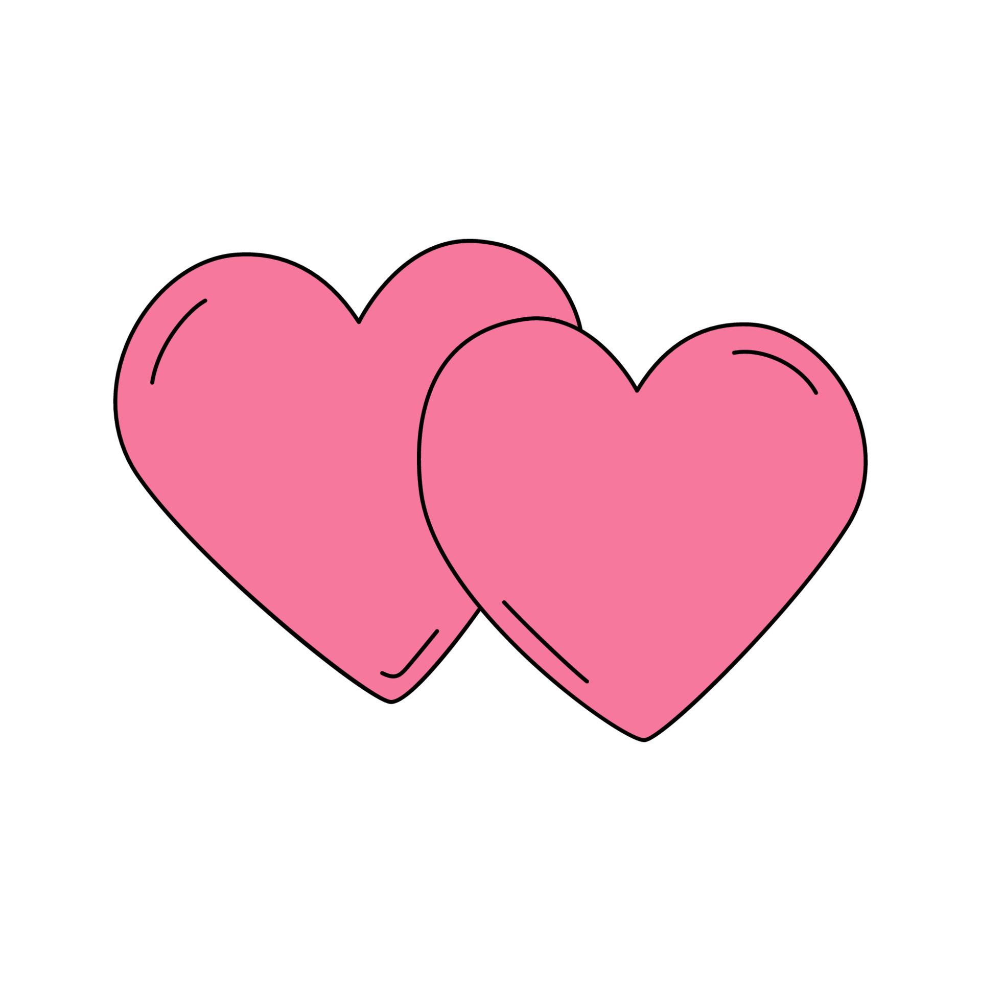 Two pink hearts in cartoon style. The symbol of love, family and marriage.  Vector illustration isolated on a white background 5849498 Vector Art at  Vecteezy