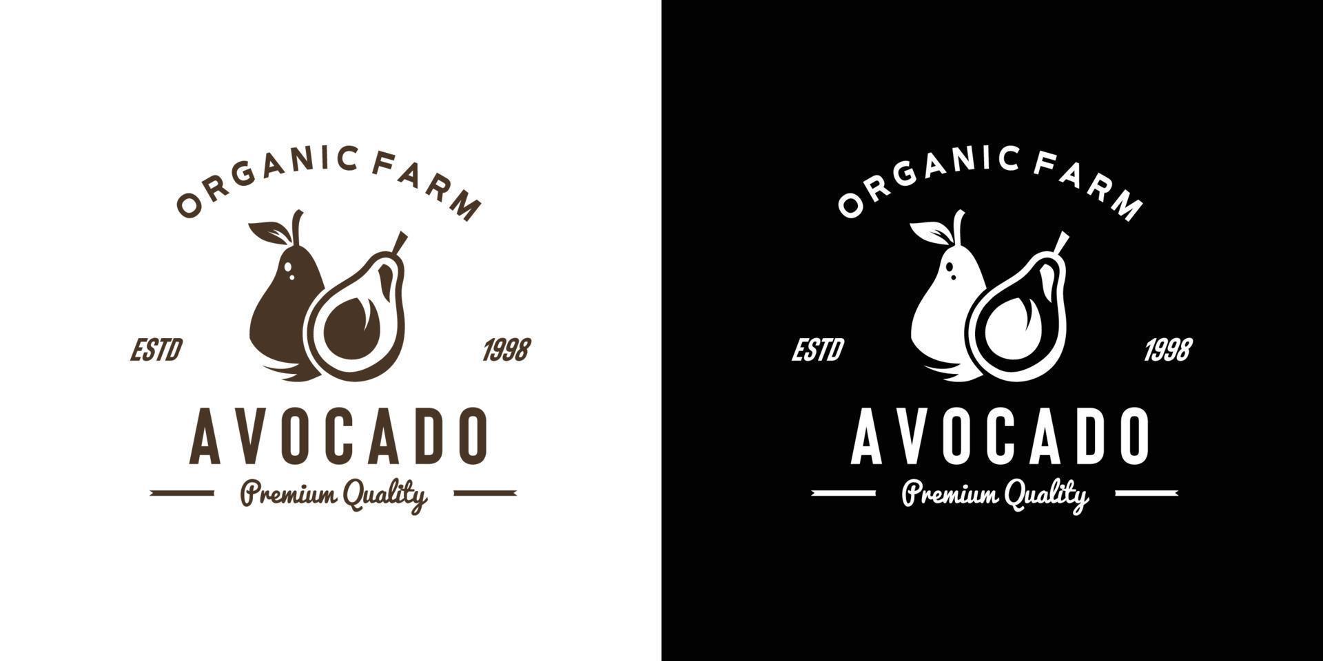 gráfico vectorial de ilustración de silueta negra dos logotipo de aguacate bueno para el mercado de frutas logotipo vintage de fruta de aguacate vector