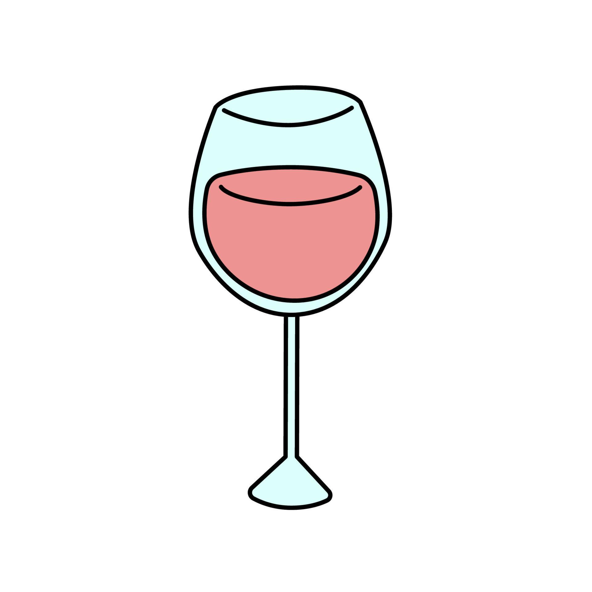 Wine glass icon in doodle style. Vector illustration isolated on white