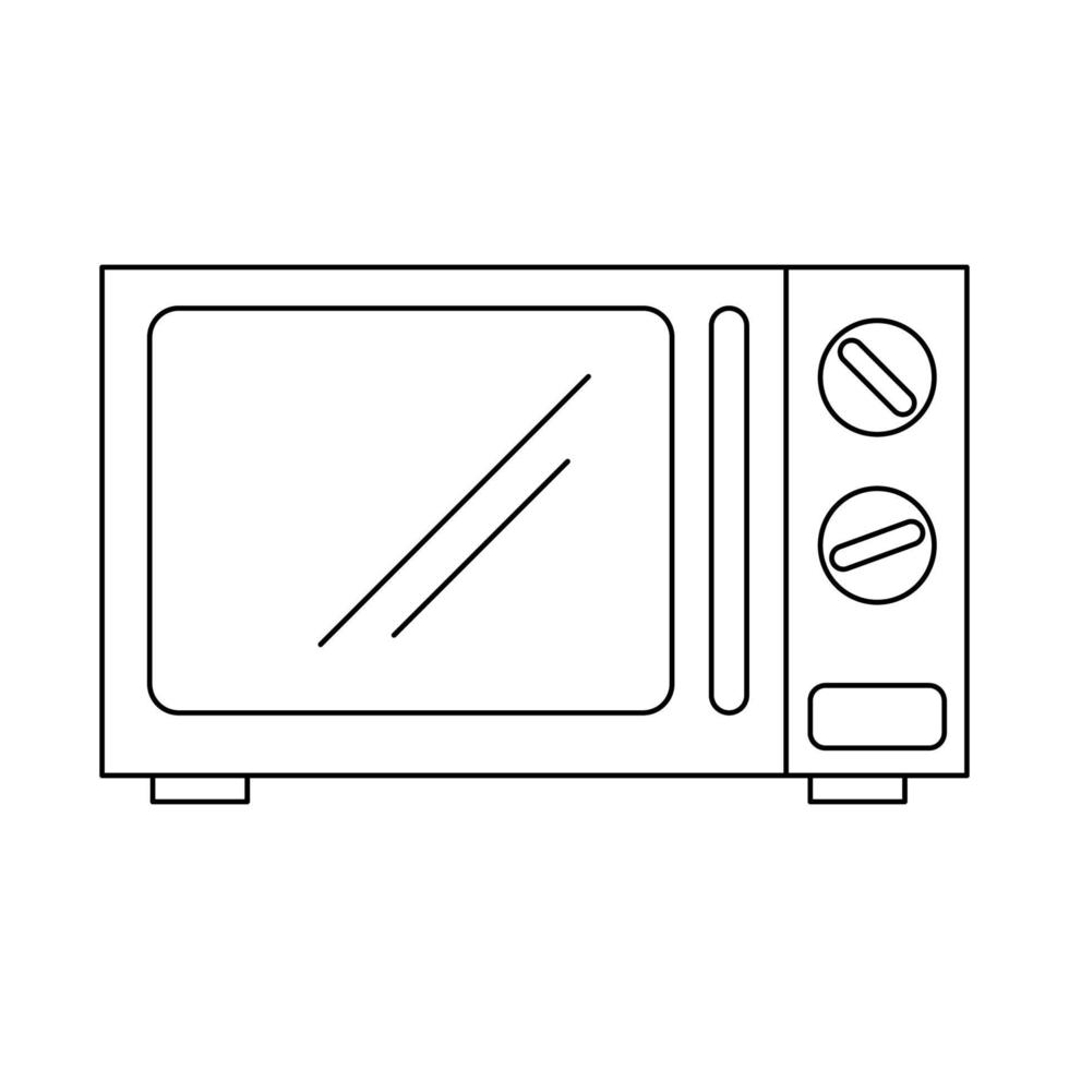 icono de contorno de microondas. ilustración vectorial aislado sobre fondo blanco. pequeño electrodoméstico para cocina y hogar. símbolo de herramienta doméstica para diseño web. equipo de preparación de alimentos vector