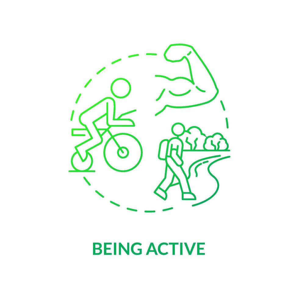 Being active green gradient concept icon. Risk of arthritis reduction abstract idea thin line illustration. Energetic lifestyle. Physical health. Vector isolated outline color drawing