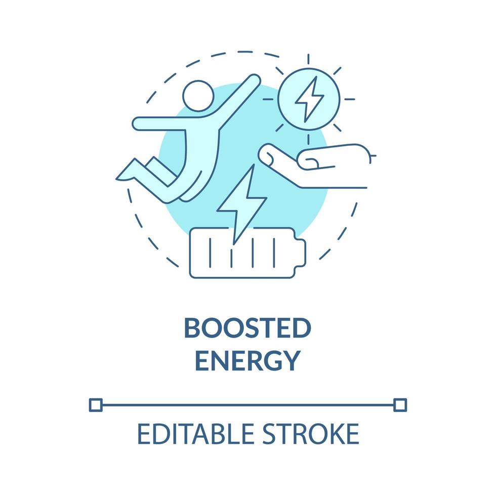 Boosted energy turquoise concept icon. Living full active life abstract idea thin line illustration. Isolated outline drawing. Editable stroke. Roboto-Medium, Myriad Pro-Bold fonts used vector