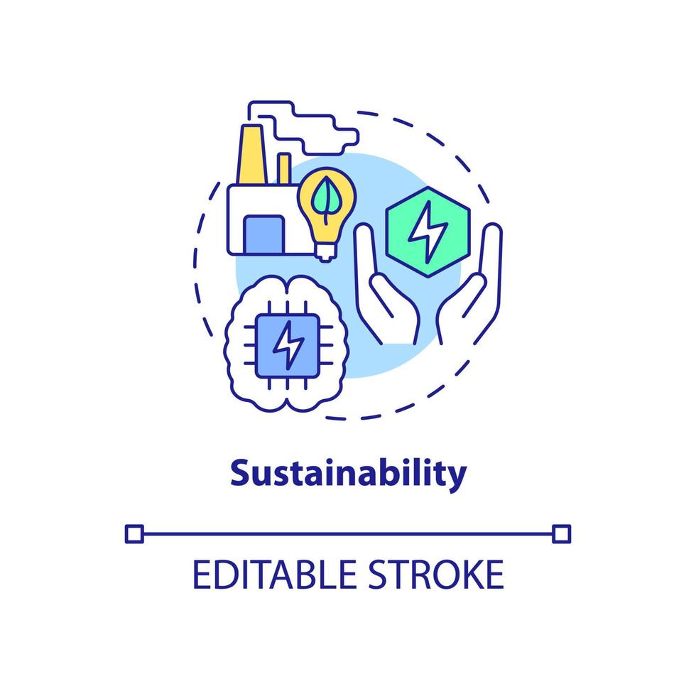 Sustainability concept icon. Smart technologies benefit abstract idea thin line illustration. Eco-friendly solution. Isolated outline drawing. Editable stroke. Arial, Myriad Pro-Bold fonts used vector