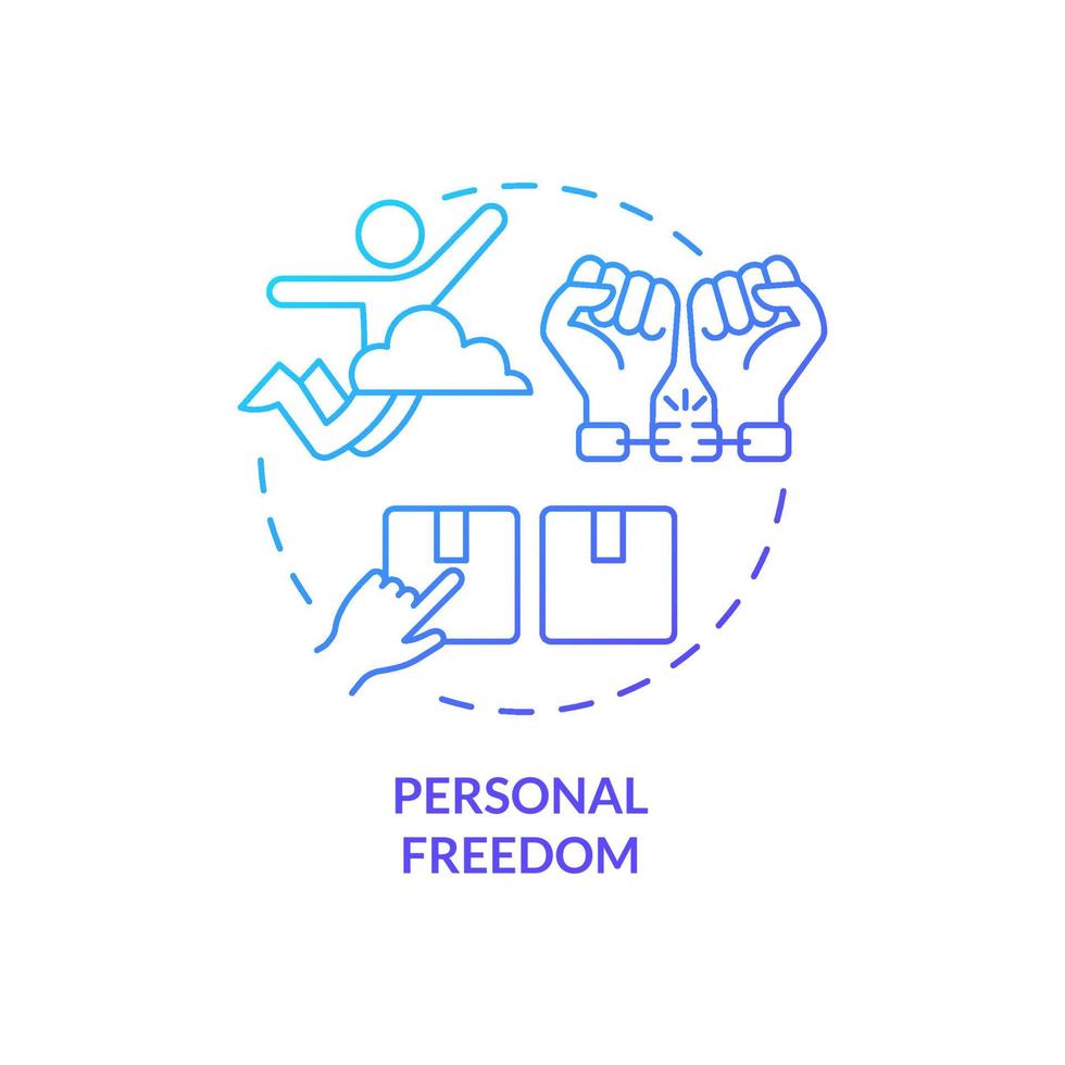 Personal freedom blue gradient concept icon. Free choice for customers. Mixed economy features abstract idea thin line illustration. Isolated outline drawing. Myriad Pro-Bold fonts used vector