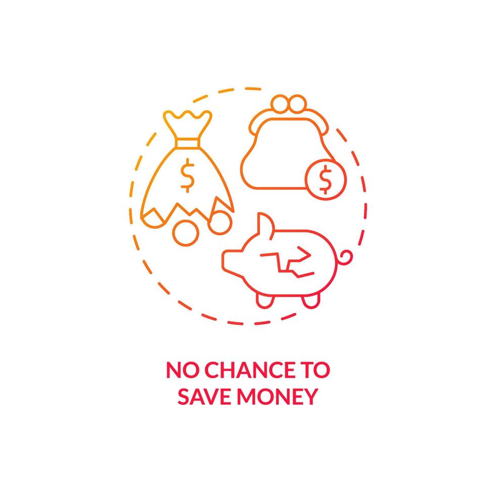 No chance to save money red gradient concept icon. Centrally planned economy system disadvantages abstract idea thin line illustration. Isolated outline drawing. Myriad Pro-Bold fonts used vector