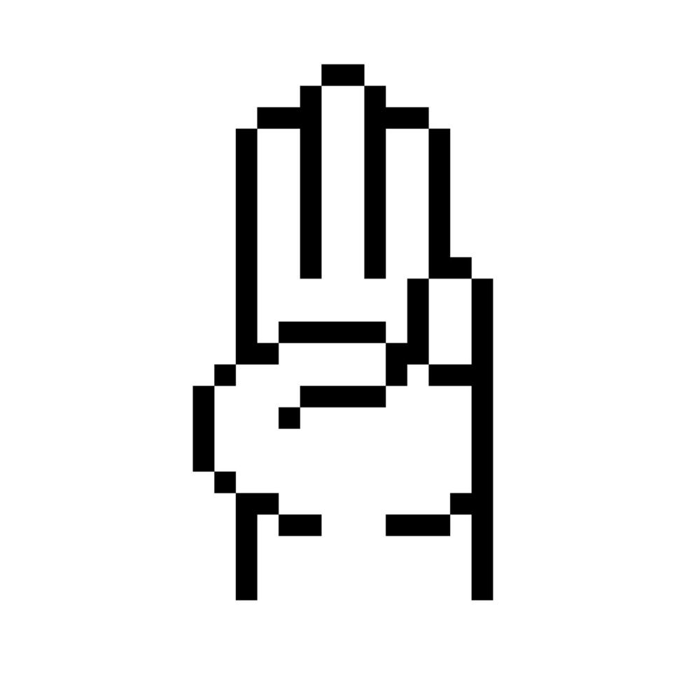 Pixel Art Three Fingers vector