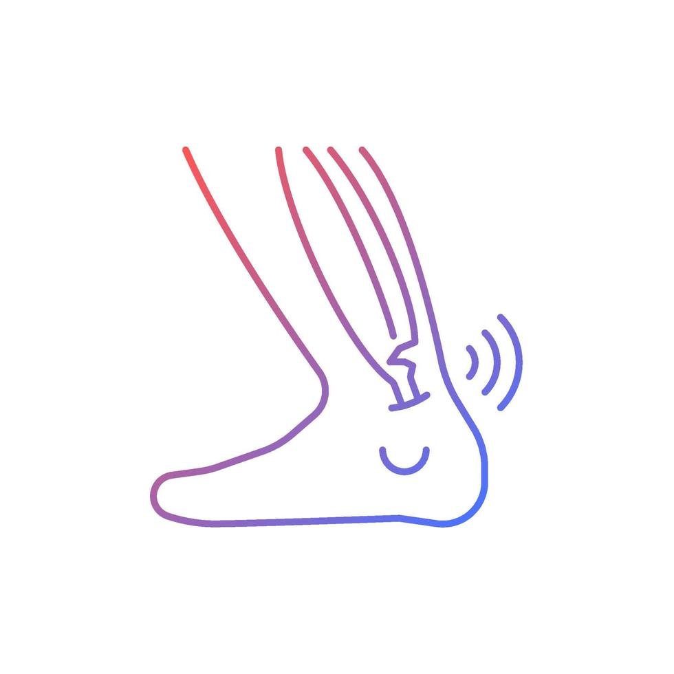 Joint strains gradient linear vector icon. Muscles overstretching. Musculoskeletal injury. Abnormal tendon stretch. Thin line color symbol. Modern style pictogram. Vector isolated outline drawing