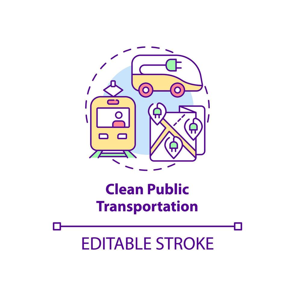 Clean public transportation concept icon. Reducing air pollution abstract idea thin line illustration. Sustainable passenger transport. Vector isolated outline color drawing. Editable stroke