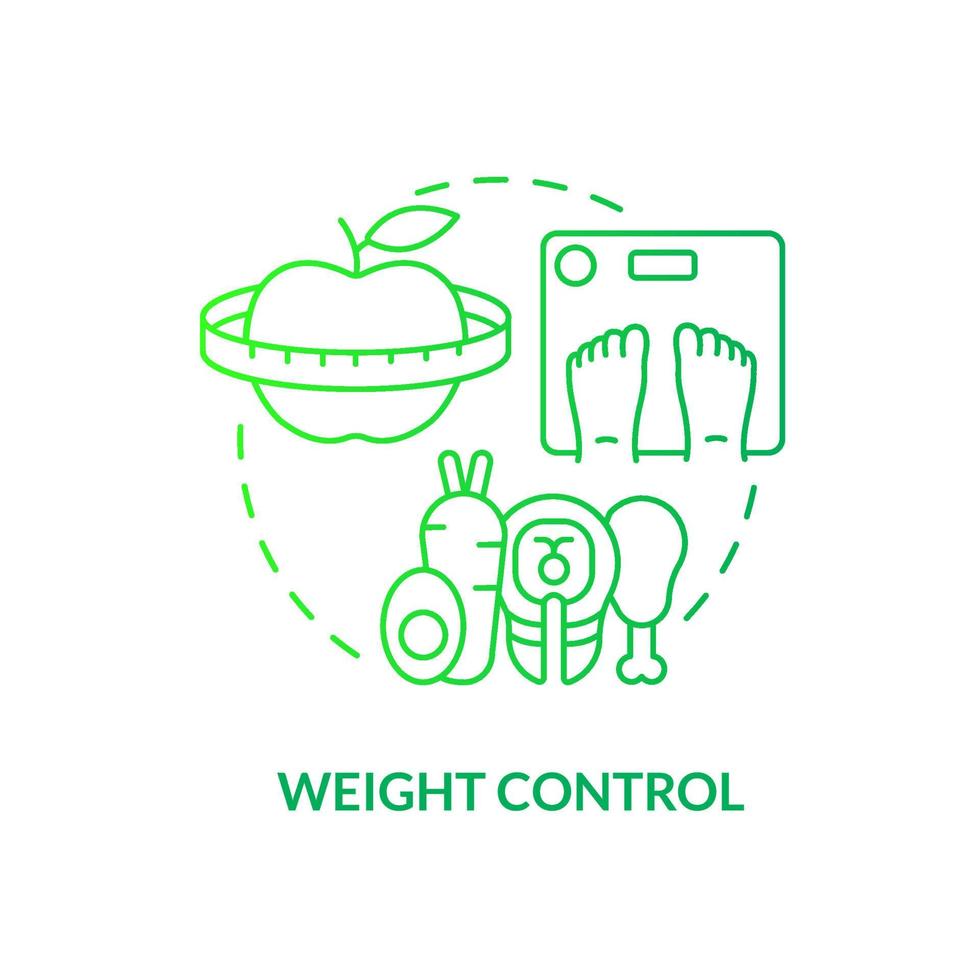 Weight control green gradient concept icon. Risk of arthritis reduction abstract idea thin line illustration. Healthy food and diet. Losing weight. Vector isolated outline color drawing