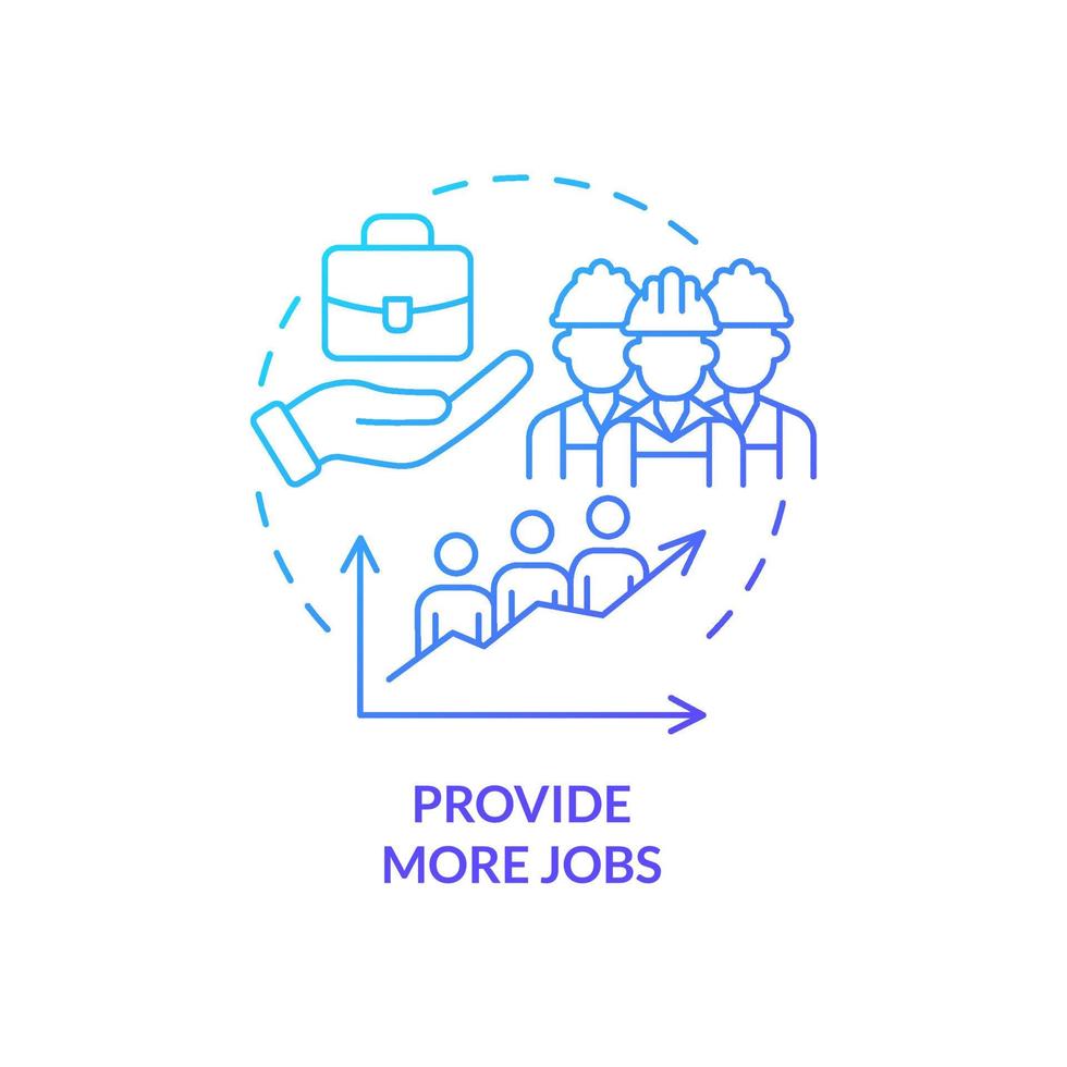 Provide more jobs blue gradient concept icon. Offer new workplaces. Market economy advantages abstract idea thin line illustration. Isolated outline drawing. Myriad Pro-Bold fonts used vector