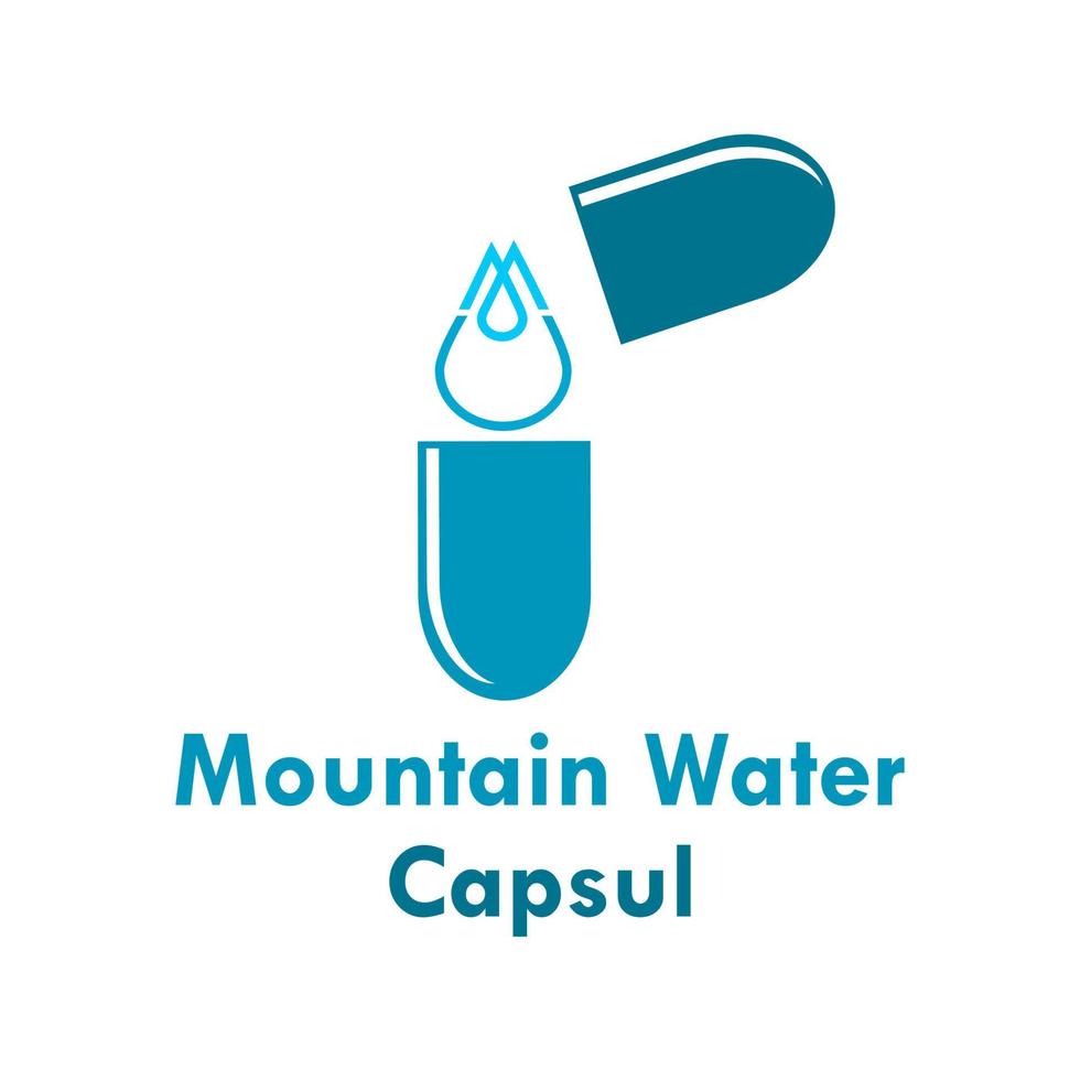 Mountain water capsul logo design template illustration. there are mountain water and capsul. this is good for medical, factory, industrial, education etc vector