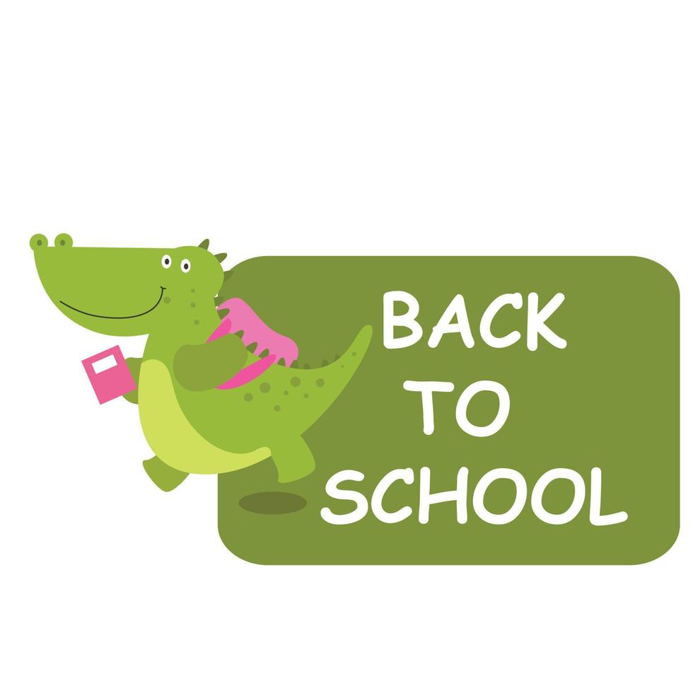 cute cartoon crocodile back to school vector