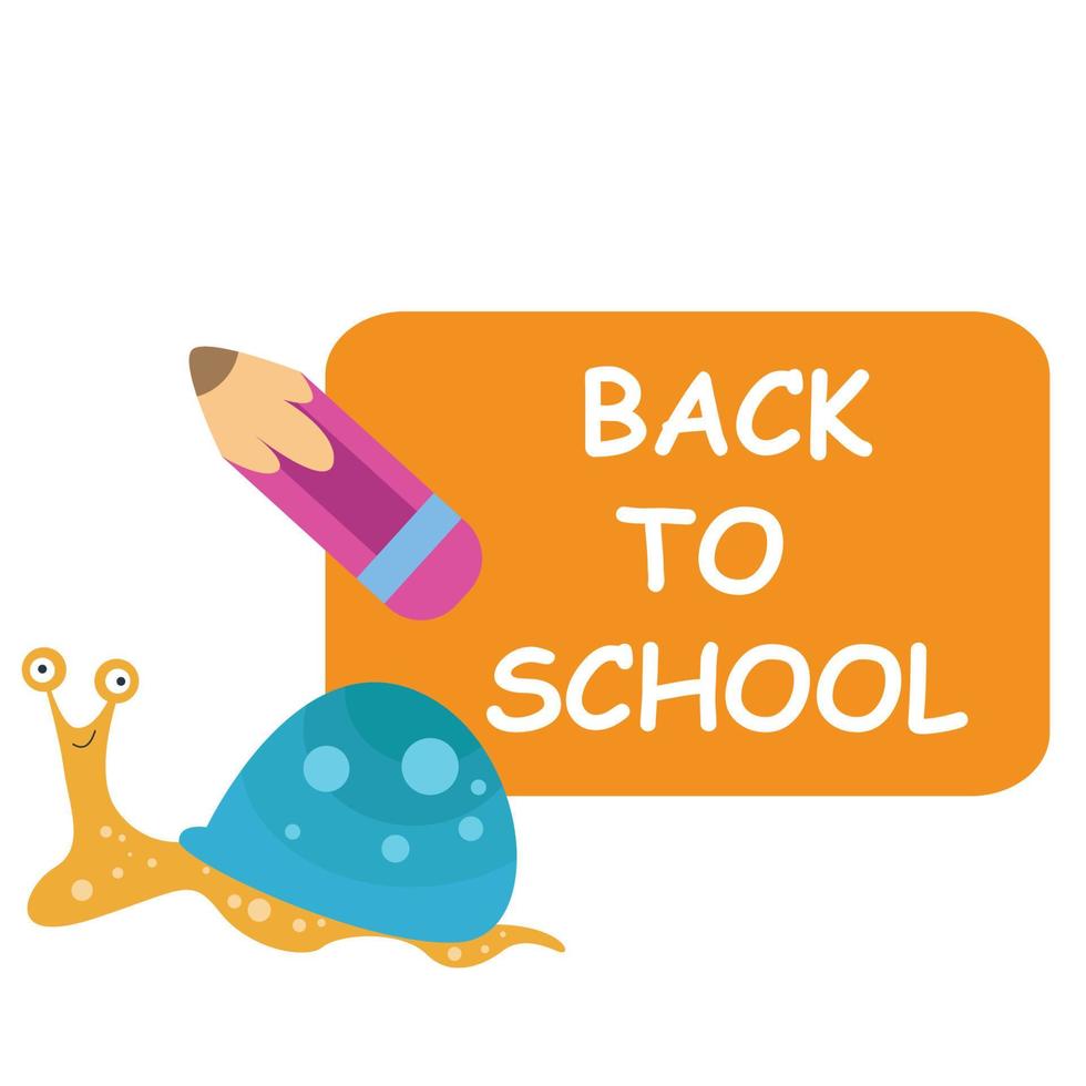 cute cartoon snail character back to school vector