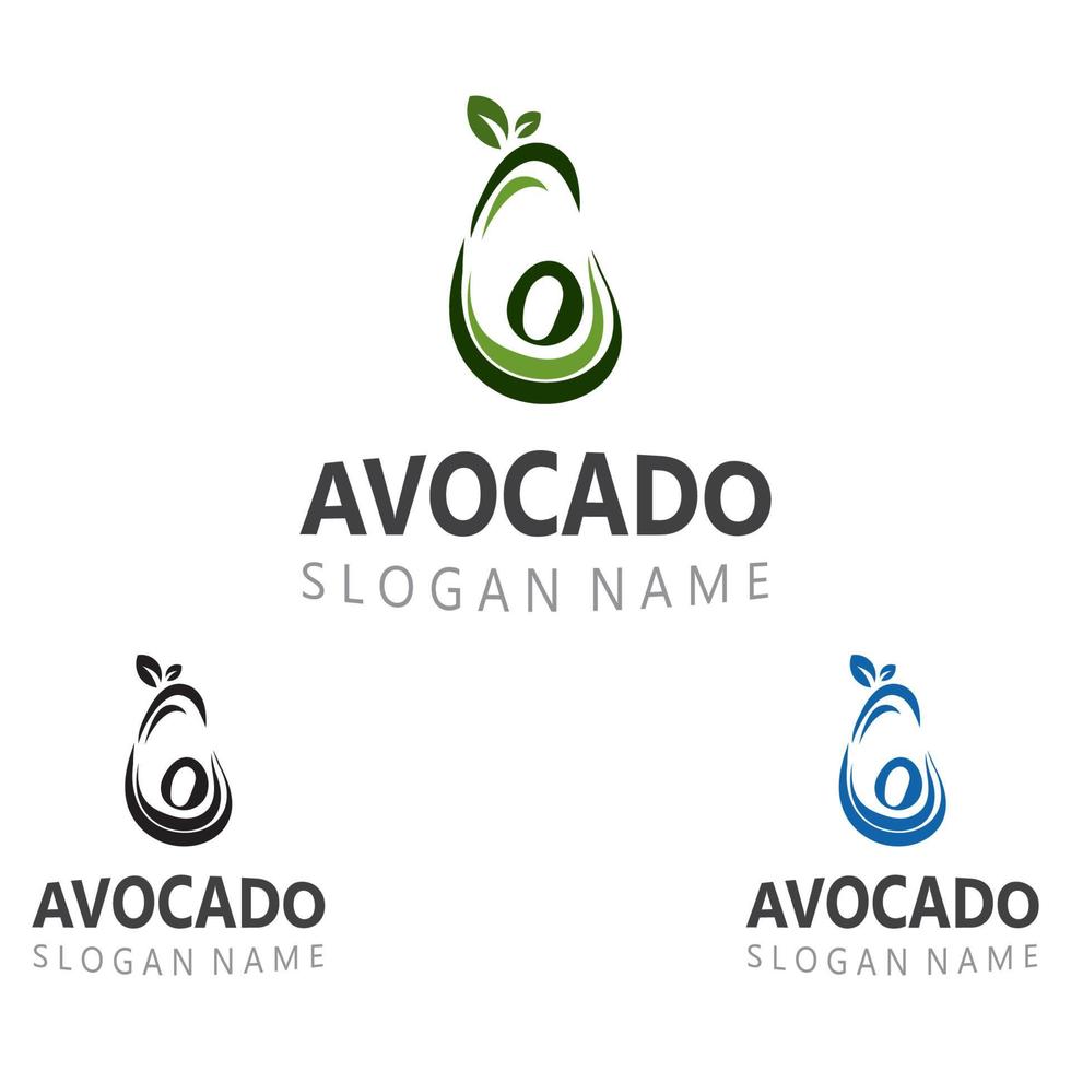 plantilla de ilustración creativa de diseño de logotipo de fruta fresca de aguacate vector