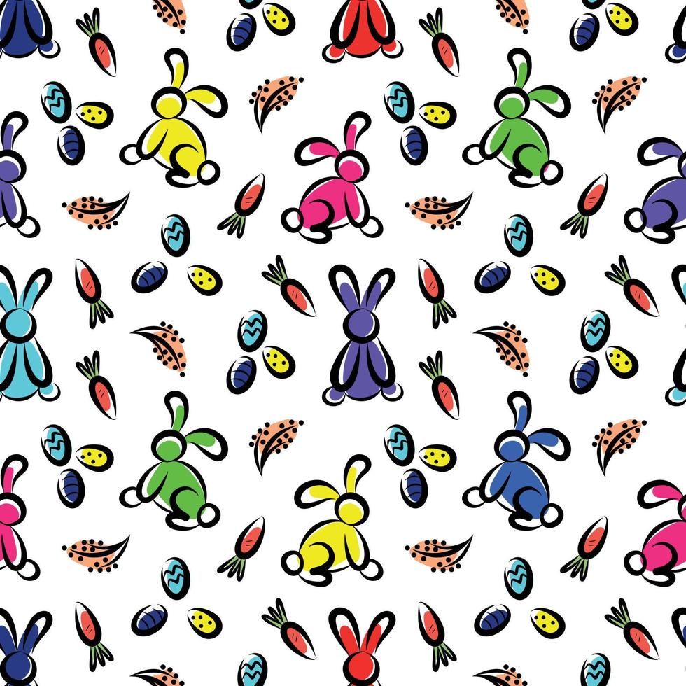 Pattern with bunnies and carrots for Easter vector